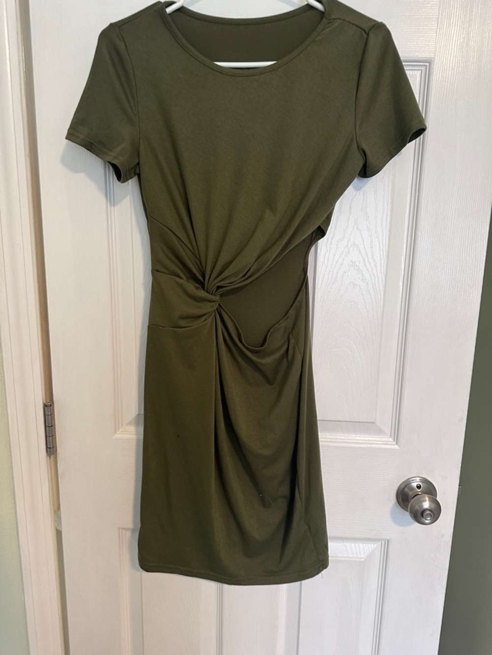 SHEIN Olive Green Twist-Knot Mini Dress